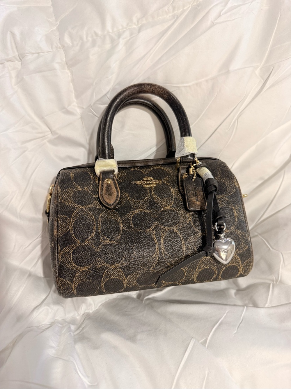 Coach Mini Rowan Loved Signature Canvas with Heart Charm
